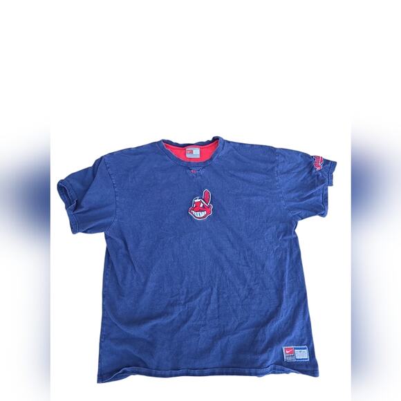 Vintage Nike Cleveland Indians dark blue red sz XXL tShirt - Picture 1 of 10